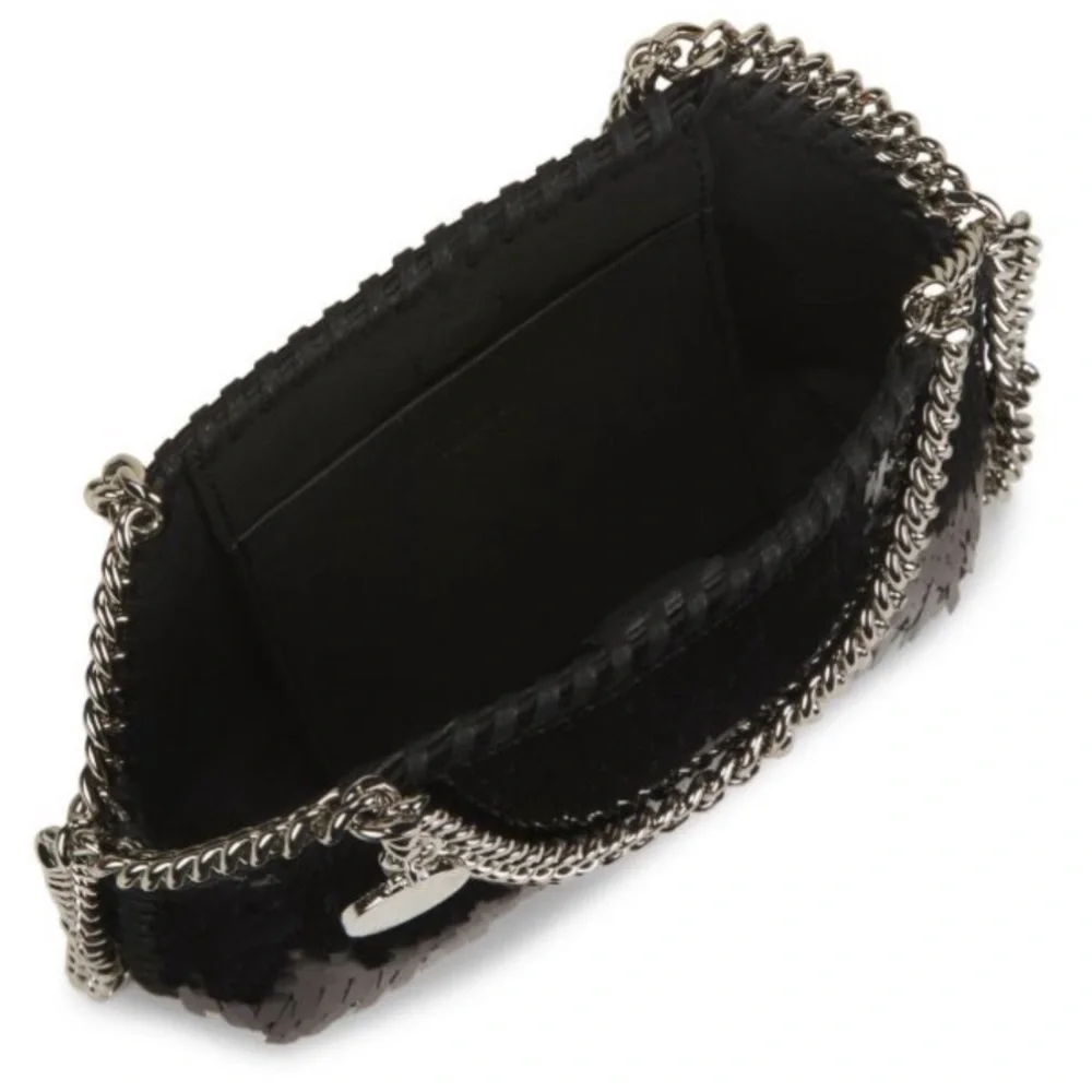 Stella McCartney Mini Falabella Sequin Shoulder Bag Black w/silver hardware NWT - Picture 5 of 14